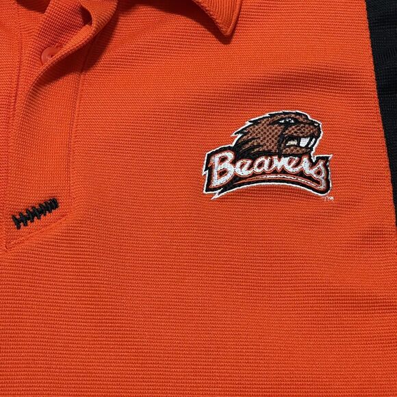 VTG Oregon State University Polo Shirt Men XL Orange Beavers Nike Colar Swoosh - Picture 3 of 12
